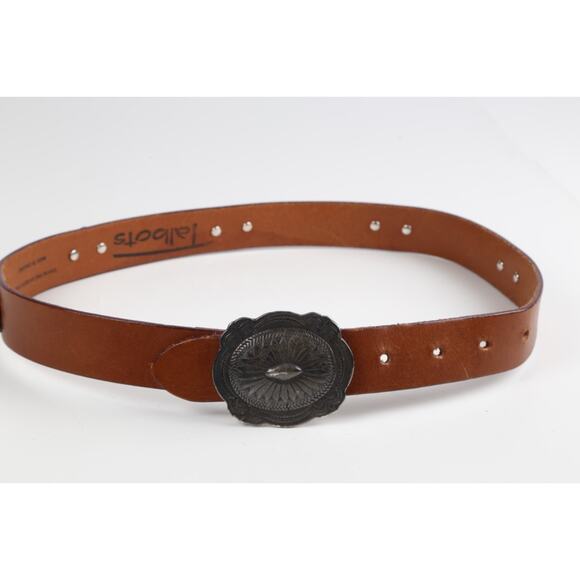 Vintage Talbots Brown Genuine English Saddle Hide Leather Skinny Belt Size S - Picture 7 of 10